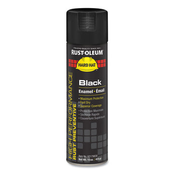 Hard Hat High Performance V2100 System Rust Preventive Enamel Spray Paint, Gloss Black, 15 oz Aerosol Can, 6/Carton