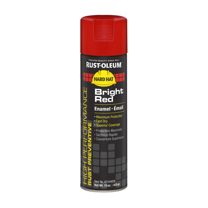 Hard Hat High Performance V2100 System Rust Preventive Enamel Spray Paint, Gloss Bright Red, 15 oz Aerosol Can, 6/Carton
