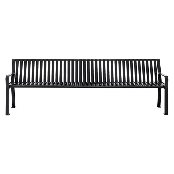 Steel Slat Benches with Back, 96" x 26" x 31", Black Seat/Back, Black Base