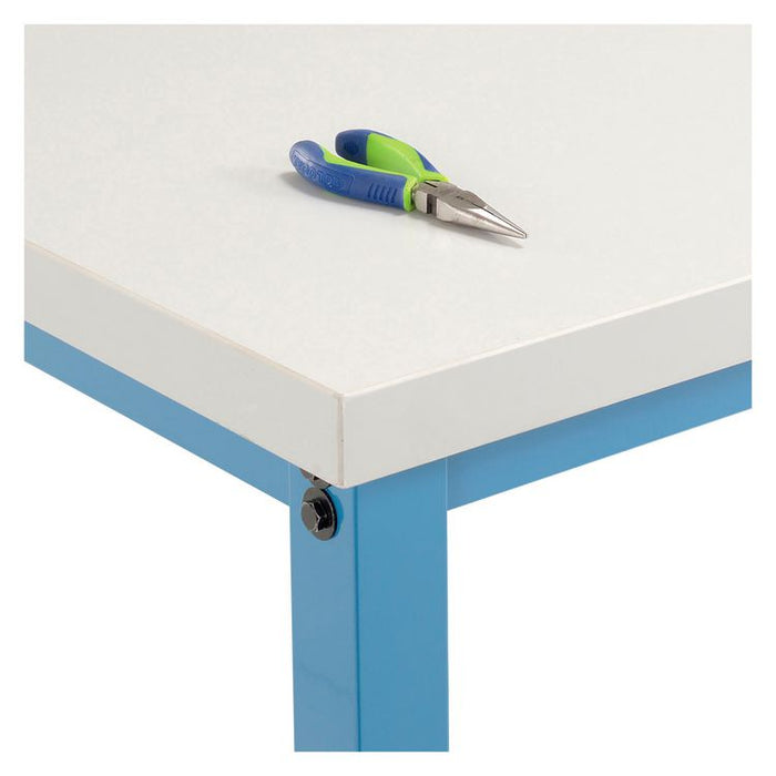 Adjustable Height Heavy Duty Workbenches, 5,000 lbs, 48 x 36 x 31.63 to 43.63, White/Blue