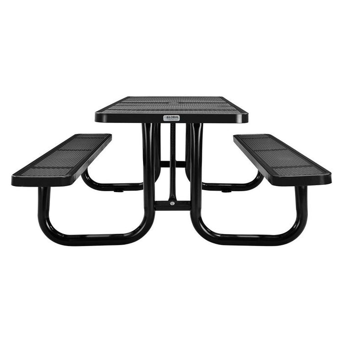 Perforated Steel Picnic Table, Rectangular, 72 x 62 x 29.5, Black Top, Black Base/Legs