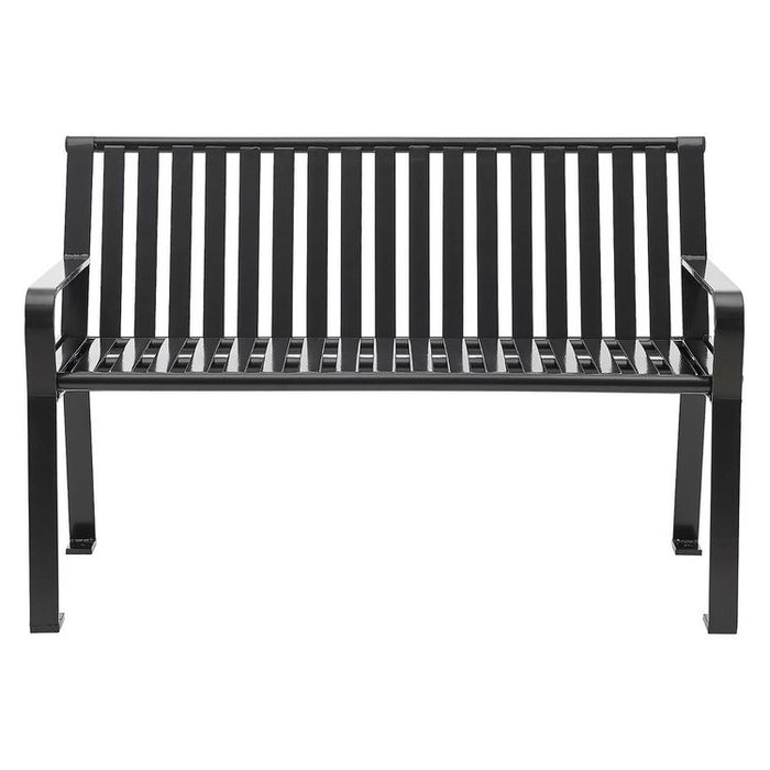 Steel Slat Benches with Back, 48" x 27" x 31", Black Seat/Back, Black Base