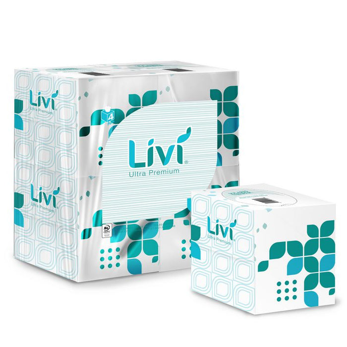 Facial Tissue, Cube Box, 2-Ply, White, 80 Sheets/Box, 4 Boxes/Pack, 6 Packs/Carton