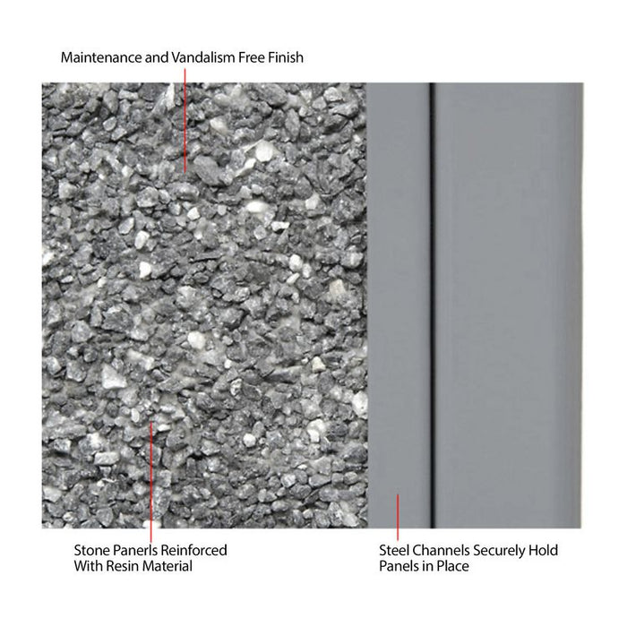 Stone Panel All Weather Trash Receptacle Urn, 24 gal, Steel, Gray