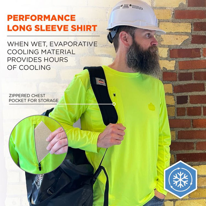Chill-Its 6689 Cooling Long Sleeve Sun Shirt with UV Protection, 3X-Large, Lime