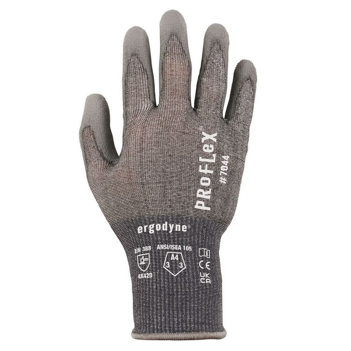 ProFlex 7044 ANSI A4 PU Coated CR Gloves, EN388: 4X42D, 9" Long, X-Small, Gray, Pair