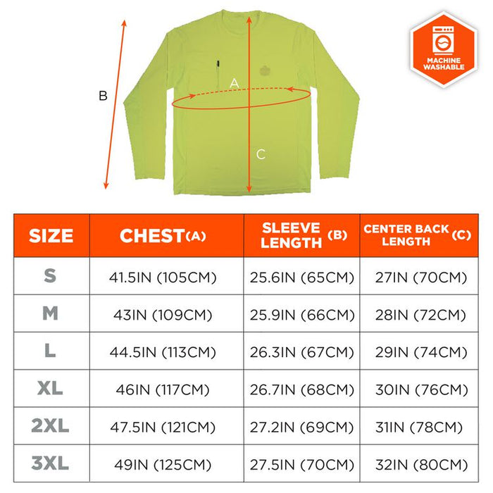 Chill-Its 6689 Cooling Long Sleeve Sun Shirt with UV Protection, 2X-Large, Lime