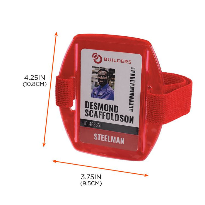 Squids 3386 Arm Band ID/Badge Holder, Vertical, Red 3.75 x 4.25 Holder, 2.5 x 4 Insert