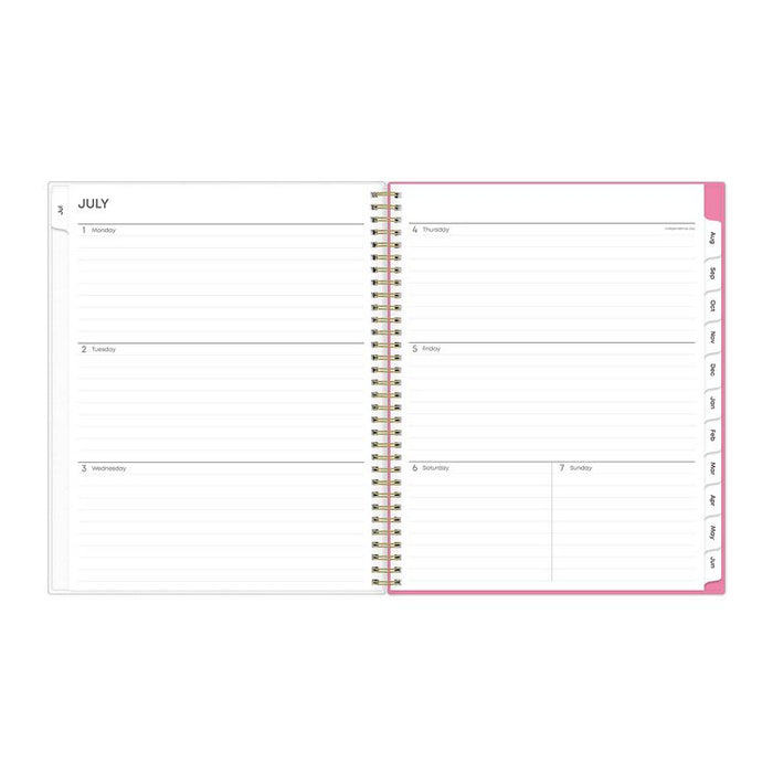 Roosevelt Pink Academic Weekly/Monthly Planner, Floral Artwork, 11" x 8.5", Pink/Gray Cover, 12-Month (July-June): 2025-2026