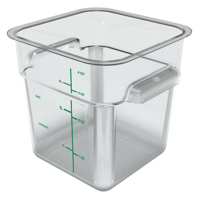 Squares Polycarbonate Food Storage Container, 4 qt, 7.13 x 7.13 x 7.29, Clear, Plastic