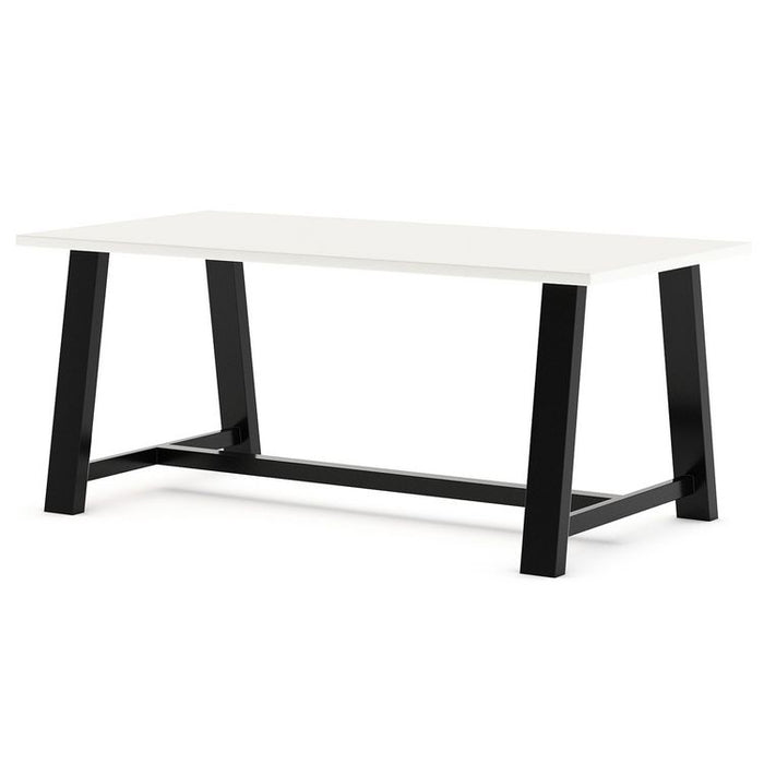 Midtown Bistro Dining Table with Four Navy Kool Barstools, 36 x 72 x 41, Designer White