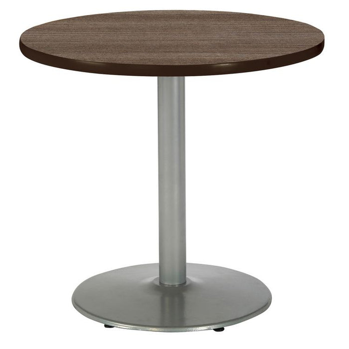Pedestal Table with Four Sky Blue Kool Series Chairs, Round, 36" Dia x 29h, Studio Teak