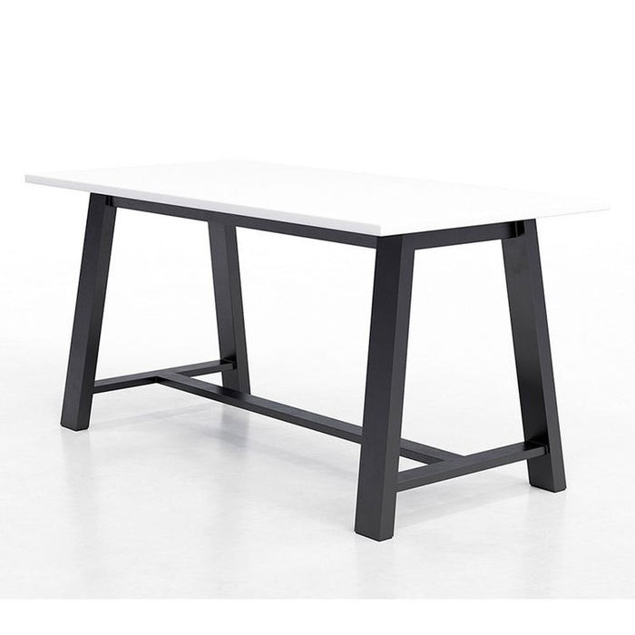 Midtown Dining Table with Four Lime Green Kool Series Chairs, 36 x 72 x 30, Designer White