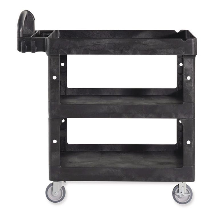 BRUTE 3-Shelf Heavy-Duty Ergo Lipped Utility Cart, Resin, 3 Shelves, 600 lb Capacity, 25.24" x 44" x 47", Black