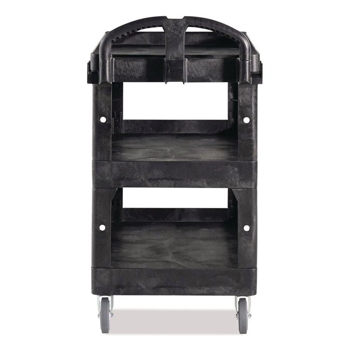 BRUTE 3-Shelf Heavy-Duty Ergo Lipped Utility Cart, Resin, 3 Shelves, 600 lb Capacity, 25.24" x 44" x 47", Black