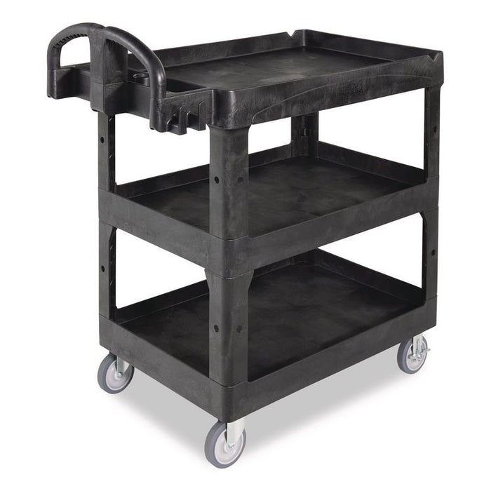BRUTE 3-Shelf Heavy-Duty Ergo Lipped Utility Cart, Resin, 3 Shelves, 600 lb Capacity, 25.24" x 44" x 47", Black