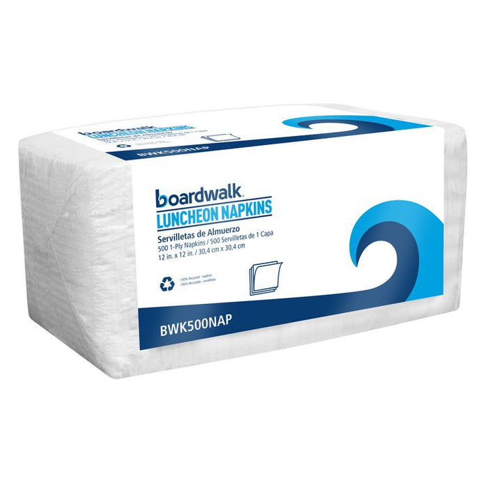 1/4-Fold Lunch Napkins, 1-Ply, 12 x 12, White, 500/Pack