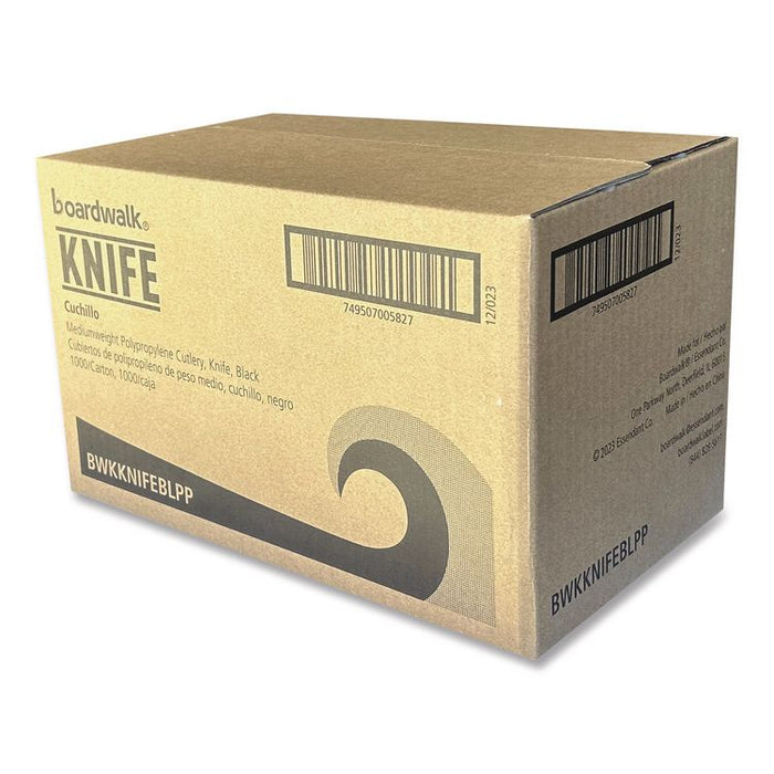 Mediumweight Polypropylene Cutlery, Knife, Plastic, Black, 1,000/Carton