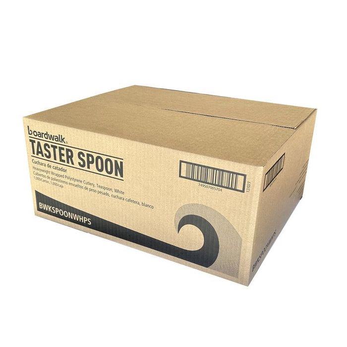 Heavyweight Wrapped Polystyrene Cutlery, Spoon, Plastic, White, 1,000/Carton