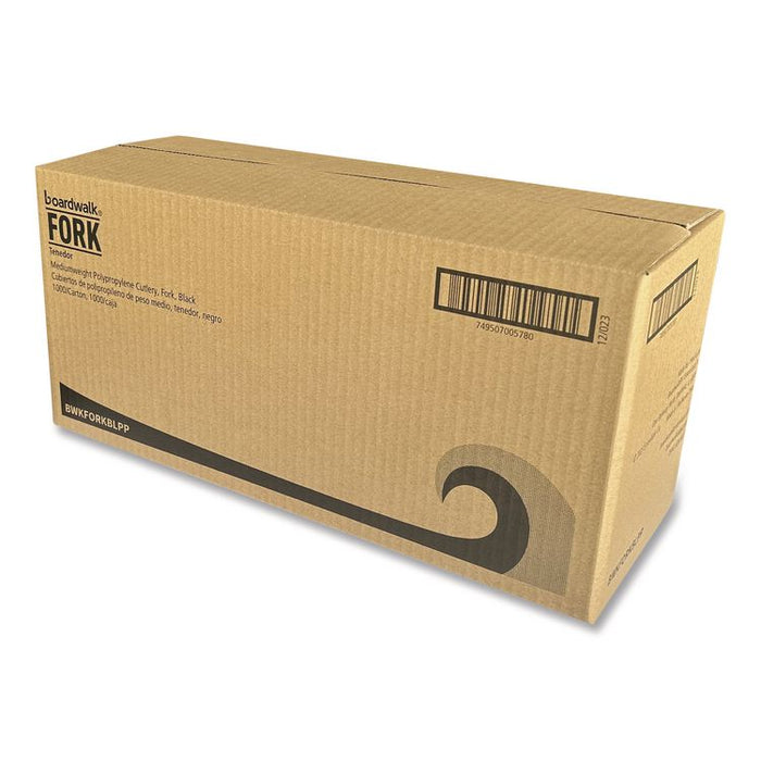 Mediumweight Polypropylene Cutlery, Fork, Plastic, Black, 1,000/Carton