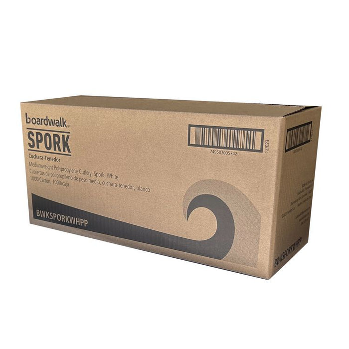 Mediumweight Polypropylene Cutlery, Spork, Plastic, White, 1000/Carton