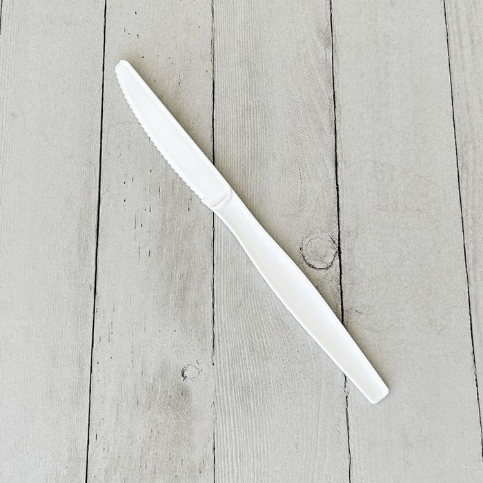 Heavyweight Wrapped Polystyrene Cutlery, Knife, Plastic, White, 1,000/Carton