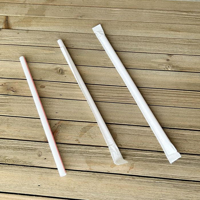 Wrapped Giant Straws, 7.75", Polypropylene, Red/White Striped, 300/Pack, 24 Packs/Carton
