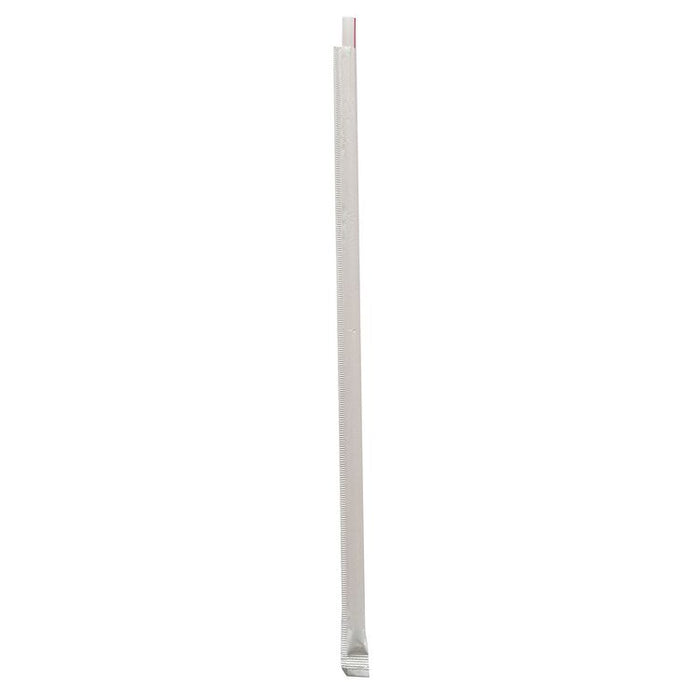 Wrapped Giant Straws, 10.25", Polypropylene, Red/White Striped, 300/Pack, 4 Packs/Carton