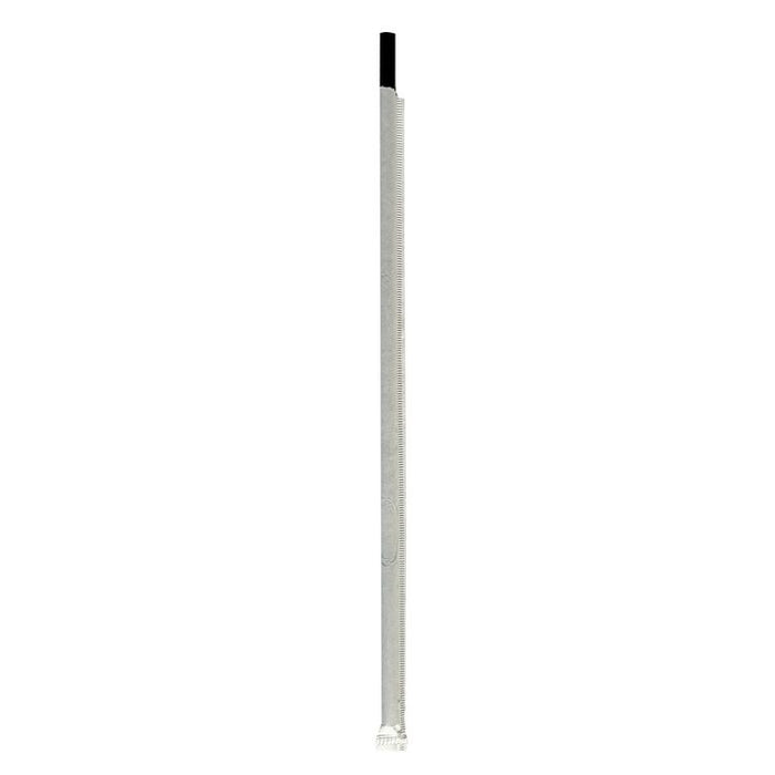 Wrapped Jumbo Straws, 10.25", Polypropylene, Black, 500/Pack, 4 Packs/Carton