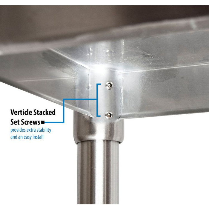 Stainless Steel Flat Top Work Tables, 24w x 24d x 36h, Silver, 2/Pallet