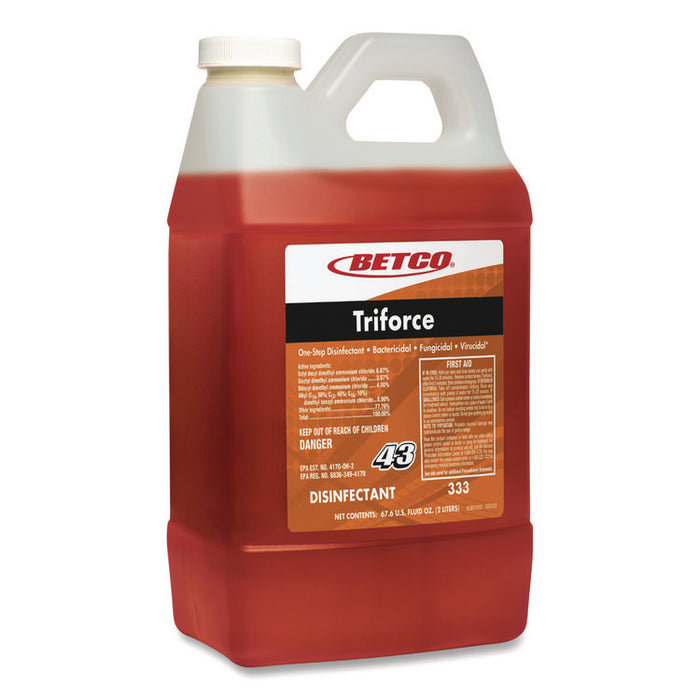Triforce FastDraw Disinfectant, Fresh Scent, 2 L Bottle, 4/Carton