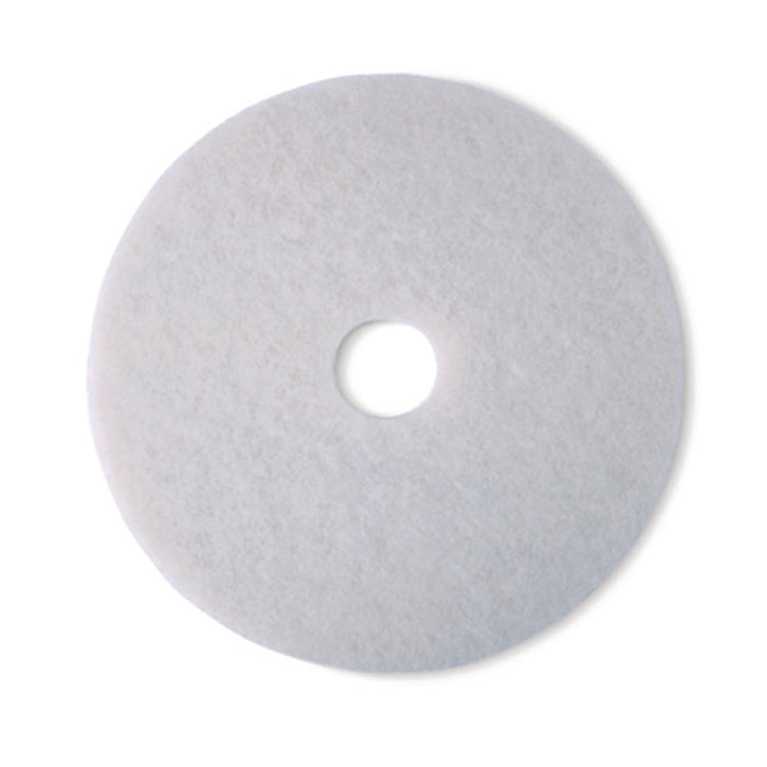Low-Speed Super Polishing Floor Pads 4100, 12" Diameter, White, 5/Carton