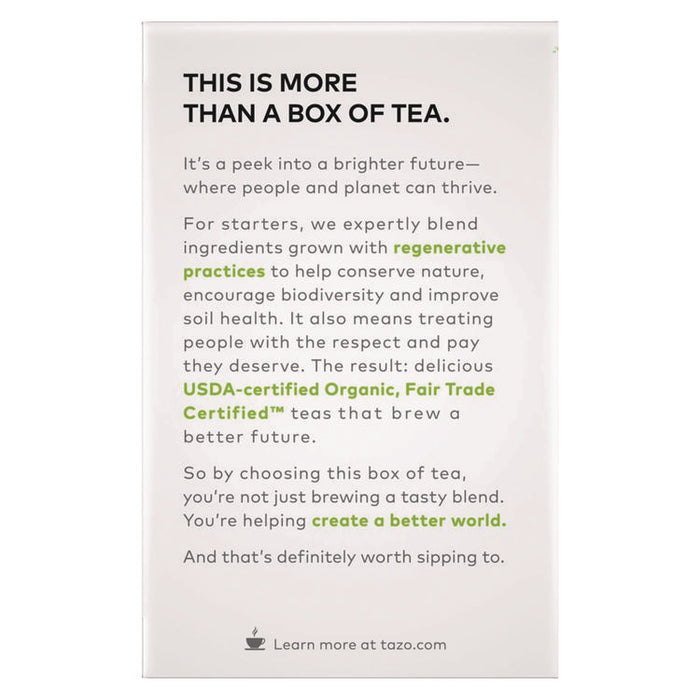 Tea Bags, Organic Zen, 16/Box, 6 Boxes/Carton